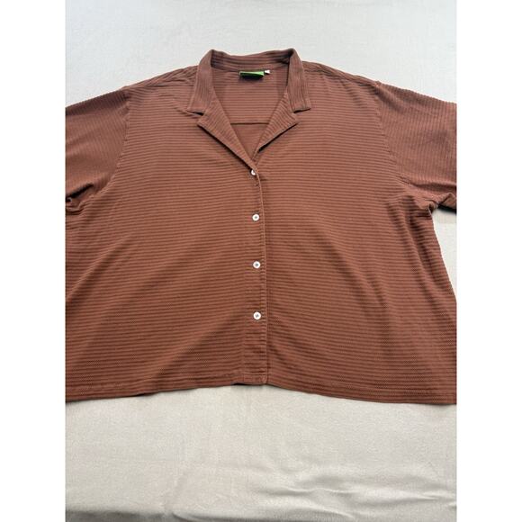Big Bud Press Pantry Honeycomb Button Up 6XL Brown Textured Short Sleeve Shirt - Picture 2 of 11